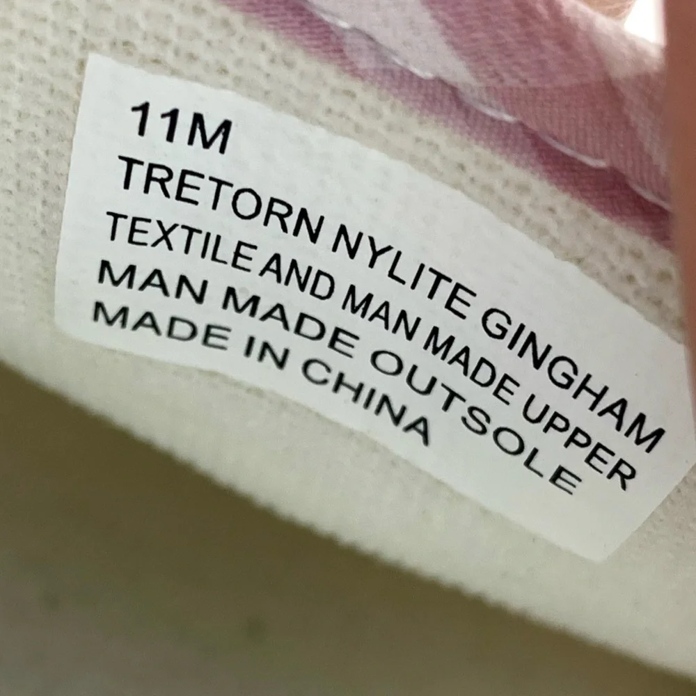 Tretorn Nylite Plus Lace Up Pink Gingham Sneakers 11 Retro Classic Preppy Casual - Picture 9 of 15